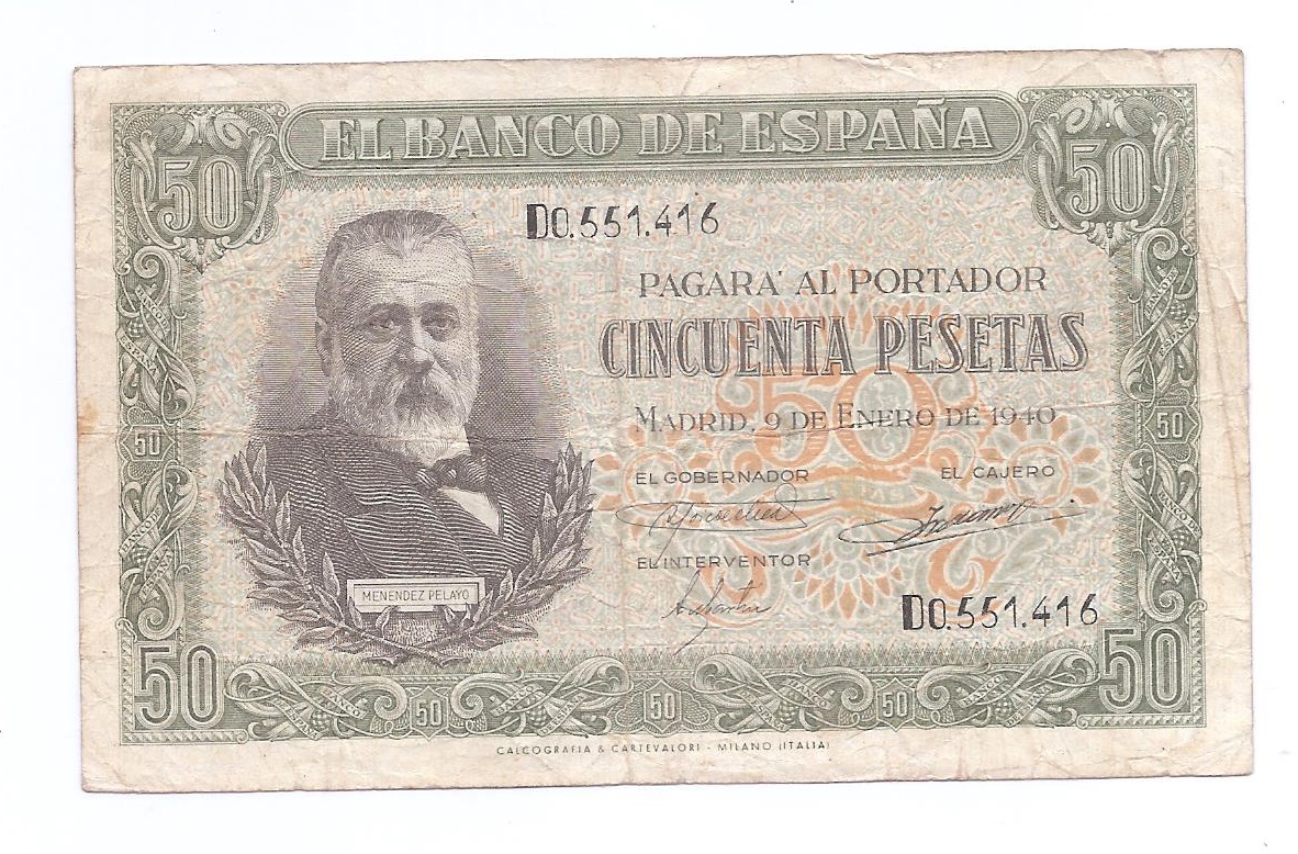  ESTADO ESPAÑOL AÑO 1940 DE 50 PTS